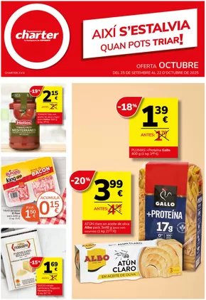 Catálogo Supermercados Charter en Benetússer | Així S’estalvia Quan Pots Triar! | 2025-09-25T00:00:00.000Z - 2025-10-22T00:00:00.000Z