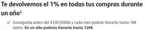 Te devolvemos el 1% en todas tus compras durante un año