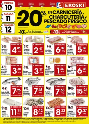 Catálogo Eroski en Albolote | -20% en carnicería, charcutería y pescado fresco | 2025-10-09T00:00:00.000Z - 2025-10-12T00:00:00.000Z