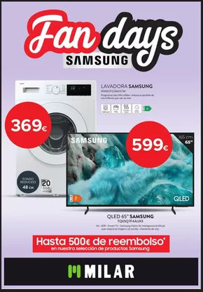 Catálogo Milar en Olleria | Fan Days Samsung | 2025-10-22T00:00:00.000Z - 2025-10-31T00:00:00.000Z