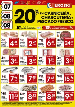 Catálogo Eroski en Artà | -20% en carne, charcu y pescado fresco | 2025-11-07T00:00:00.000Z - 2025-11-09T00:00:00.000Z