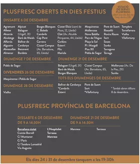 Catálogo Plusfresc en L'Hospitalet de Llobregat | Horaris Botigues Nadal | 2025-12-03T00:00:00.000Z - 2026-01-06T00:00:00.000Z