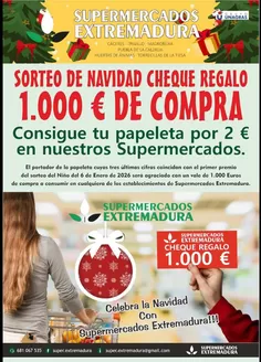 Catálogo Supermercados Extremadura en Madroñera | Sorteo de Navidad | 2025-12-08T00:00:00.000Z - 2026-01-06T00:00:00.000Z