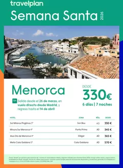 Catálogo Travelplan en Pozuelo de Alarcón | Travelplan Menorca | 2025-12-30T00:00:00.000Z - 2026-04-14T00:00:00.000Z