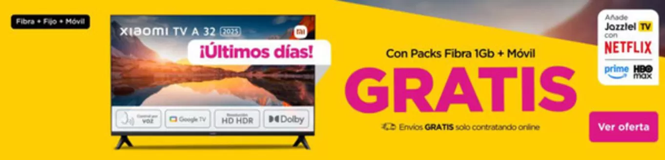 Catálogo Jazztel en Arona | Con Packs Fibra 1Gb + Móvil GRATIS | 2026-01-27T00:00:00.000Z - 2026-02-02T00:00:00.000Z