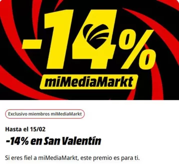 Catálogo MediaMarkt en Cocentaina | -14% en San Valentín | 2026-02-13T00:00:00.000Z - 2026-02-15T00:00:00.000Z