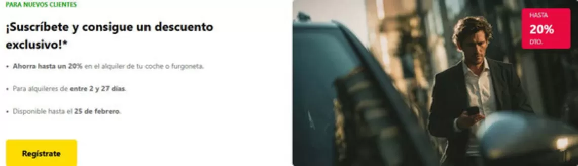 Catálogo Europcar en Benicarló | ¡Suscríbete y consigue un descuento exclusivo! | 2026-02-16T00:00:00.000Z - 2026-02-25T00:00:00.000Z