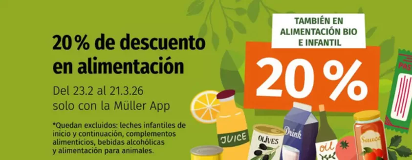 Catálogo Müller en L'Hospitalet de Llobregat | 20% de descuento en alimentación | 2026-02-23T00:00:00.000Z - 2026-03-21T00:00:00.000Z
