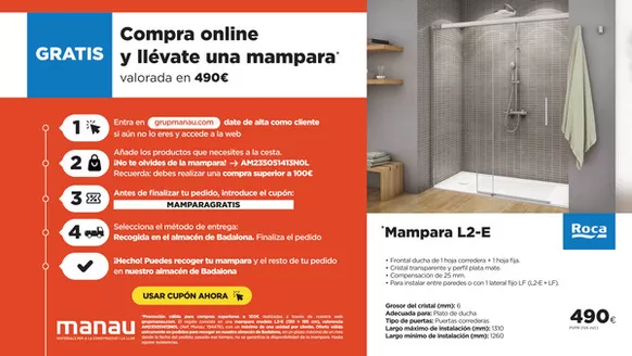 Catálogo Manau en Alcalá de Guadaira | Como puedes conseguir una mampara ROCA gratis | 2026-03-17T00:00:00.000Z - 2026-03-31T00:00:00.000Z