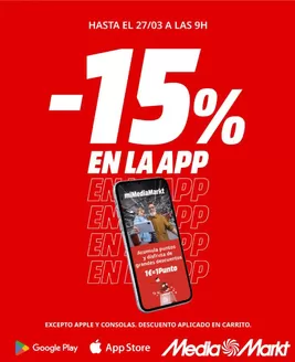 Catálogo MediaMarkt en Águilas | -15% En La App | 2026-03-26T00:00:00.000Z - 2026-03-27T00:00:00.000Z
