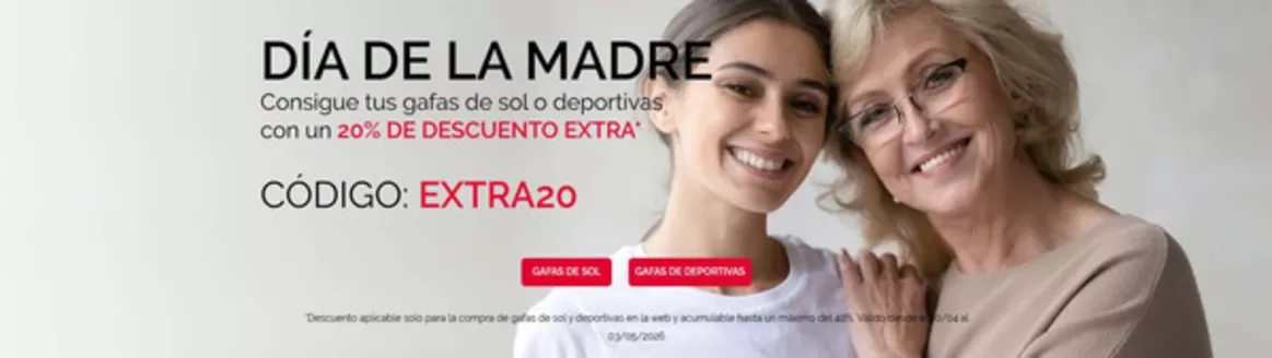 Catálogo General Óptica | Consigue Tus Gafas De Sol O Deportivas Con UN 20% De Descuento Extra | 2026-04-22T00:00:00.000Z - 2026-05-03T00:00:00.000Z