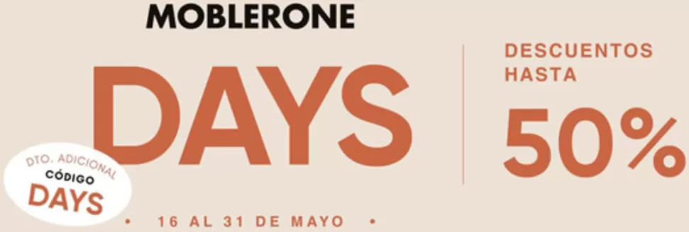 Catálogo Moblerone | Descuentos Hasta 50% | 2026-05-19T00:00:00.000Z - 2026-05-31T00:00:00.000Z