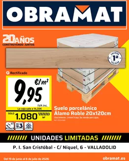 Catálogo Obramat en Villaquilambre | Folleto Obramat Valladolid | 2026-06-22T00:00:00.000Z - 2026-07-06T00:00:00.000Z