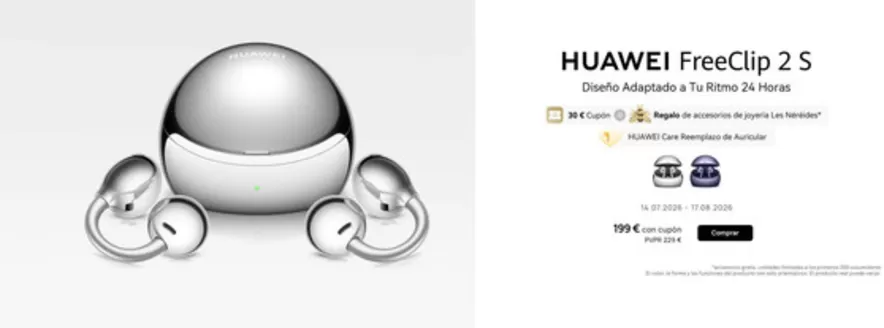 Catálogo Huawei | Huawei Freeclip 2 S | 2026-07-20T00:00:00.000Z - 2026-08-17T00:00:00.000Z