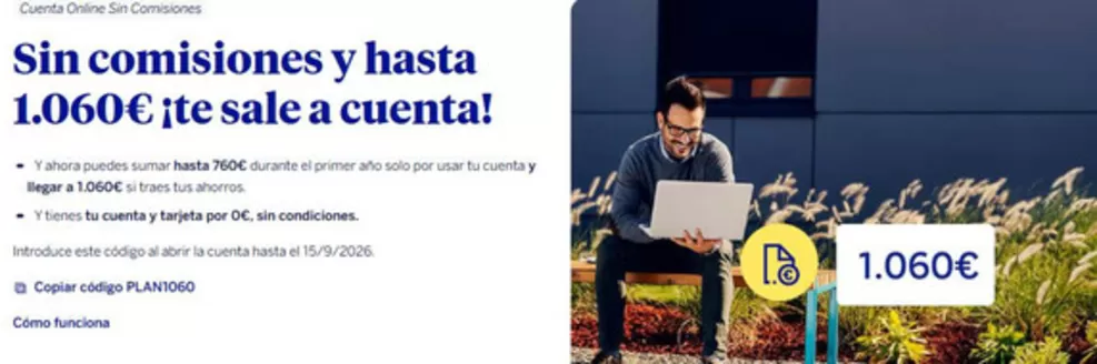 Catálogo BBVA | Sin comisiones y hasta 1.060€ ¡te sale a cuenta! | 2026-07-23T00:00:00.000Z - 2026-09-15T00:00:00.000Z
