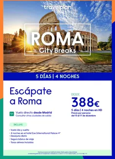 Catálogo Travelplan en Bera | Escápate a Roma | 2026-12-13T00:00:00.000Z - 2026-12-17T00:00:00.000Z