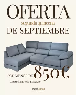 Catálogo Stock Sofás | Oferta Segunda Quincena De Septiembre | 2026-09-16T00:00:00.000Z - 2026-09-30T00:00:00.000Z