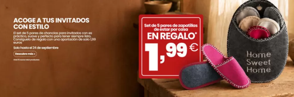 Catálogo Bottega Verde | Set De 5 Pares De Zapatillas De Estar Por Casa En Regalo 1,99€ | 2026-09-23T00:00:00.000Z - 2026-09-24T00:00:00.000Z