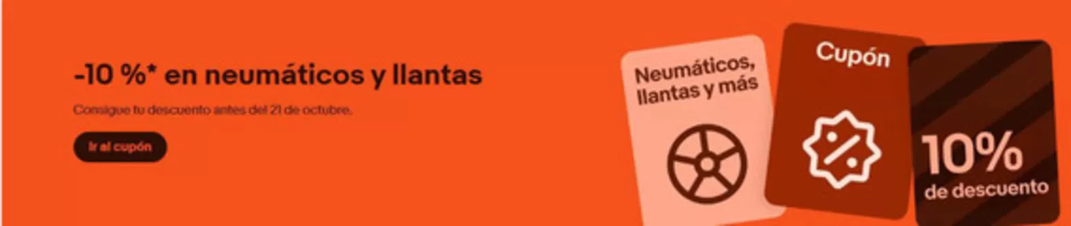 Catálogo eBay | -10% en neumáticos y llantas | 2026-10-13T00:00:00.000Z - 2026-10-20T00:00:00.000Z