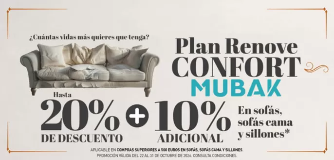 Catálogo Mubak | Hasta 20% De Descuento+ 10% Adicional En Sofás, Sofás Cama Y Sillones | 2026-10-23T00:00:00.000Z - 2026-10-31T00:00:00.000Z