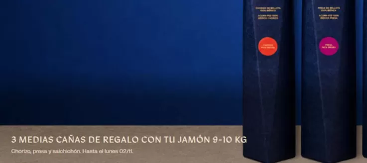 Catálogo Restaurantes Cinco Jotas | 3 Medias Cañas De Regalo Con Tu Jamón 9-10 Kg | 2026-10-29T00:00:00.000Z - 2026-11-02T00:00:00.000Z
