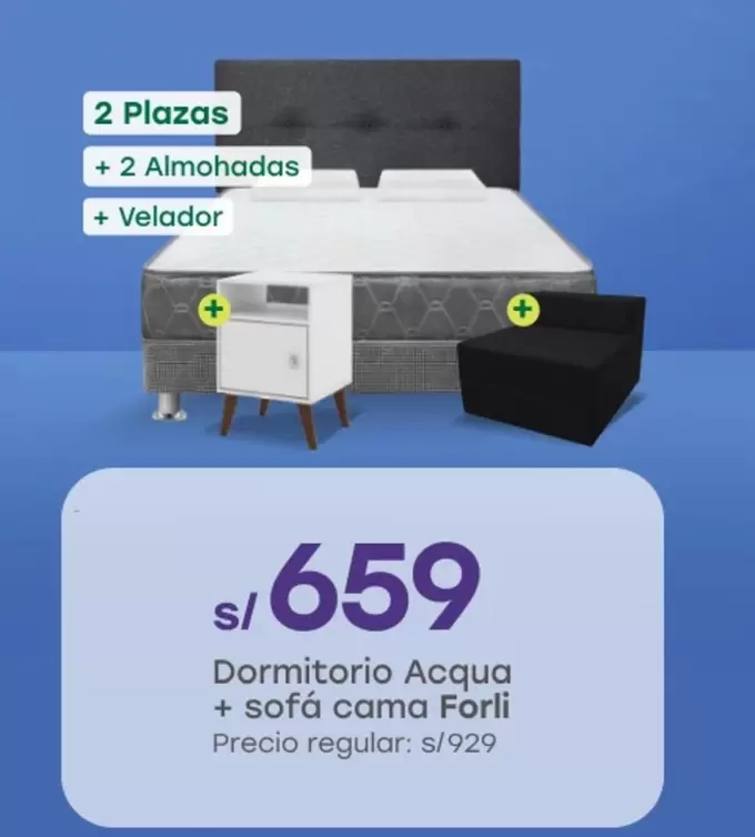 Forli - Dormitorio Acqua + sofá cama