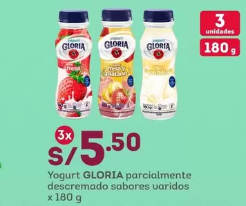 Gloria - Yogurt parcialmente descremado sabores varidos