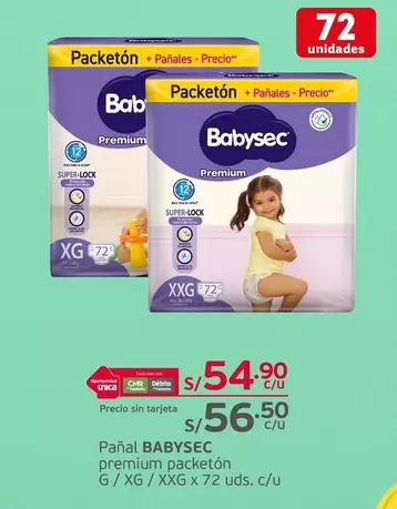 Babysec - Pañal premium packetón