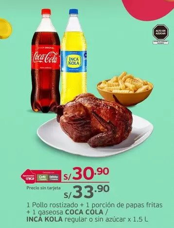 Coca-Cola - Pollo rostizado + 1 porción de papas fritas + 1 gaseosa
