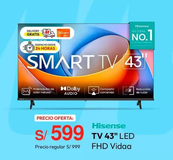 Hisense - TV 43" LED FHD Vidaa