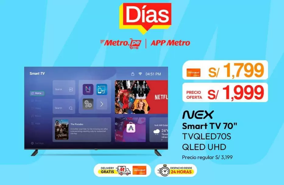 Nex - Smart TV 70" TVQLED70S QLED UHD