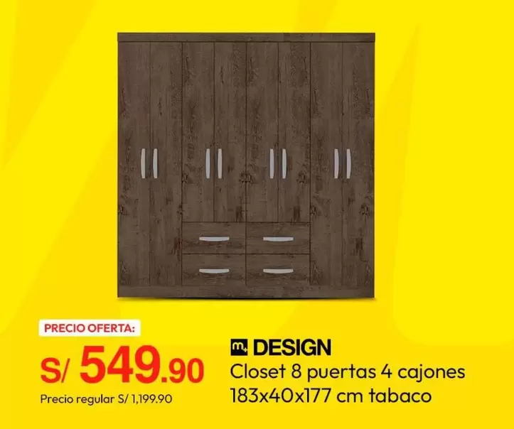 Closet 8 puertas 4 cajones