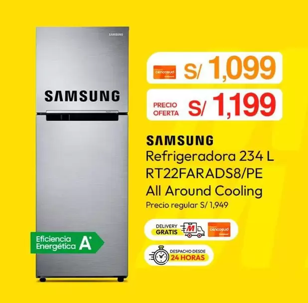 Samsung - Refrigeradora 234 L RT22FARADS8/PE All Around Cooling