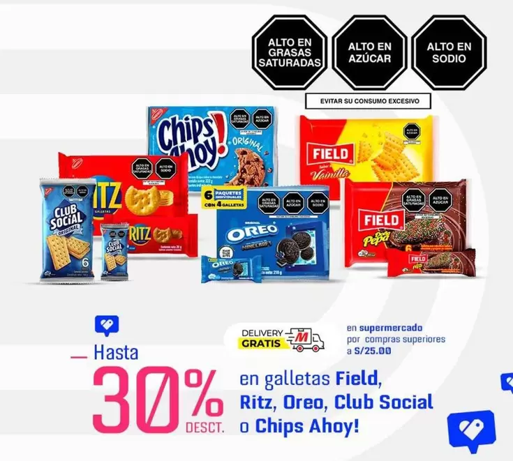 Club Social - galletas Field, Ritz, Oreo,  o Chips Ahoy!
