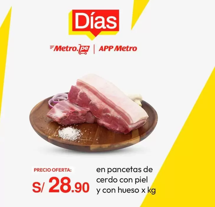 Metro - En Pancetas De Cerdo Con Piel Y Con Hueso X Kg