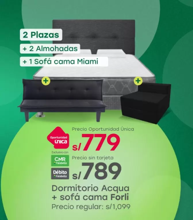 Forli - Dormitorio Acqua + sofá cama