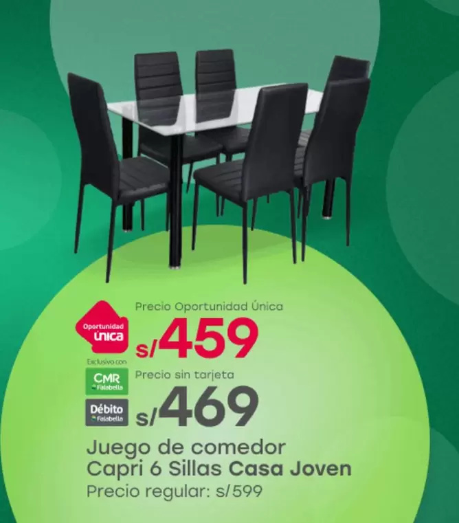 Capri - Juego de comedor  6 Sillas Casa Joven