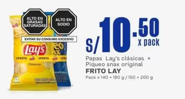 Frito Lay - Papas Lay's clásicas + Piqueo snax original