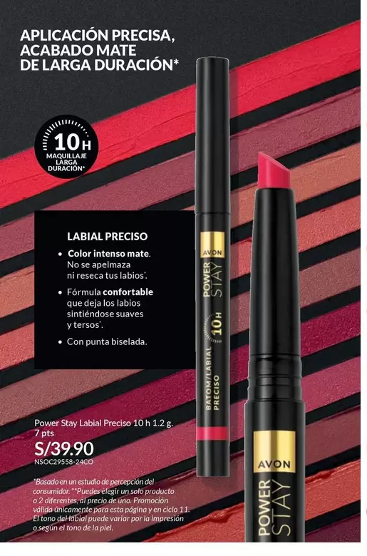 Avon - Power Stay Labial Preciso 10 h 1.2 g