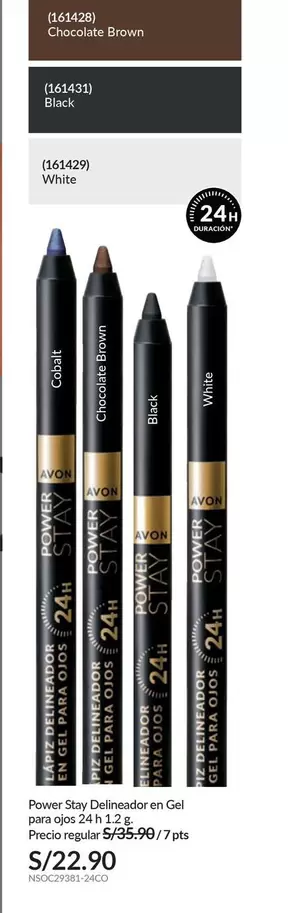 Avon - Power Stay Delineador en Gel para ojos 24 h 1.2 g