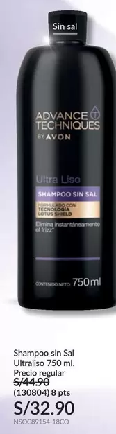 Avon - Ultra Liso Shampoo Sin Sal
