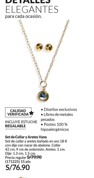 Oro - Set de Collar y Aretes Vane
