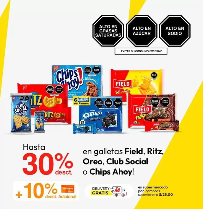 Club Social - galletas Field, Ritz, Oreo,  o Chips Ahoy!