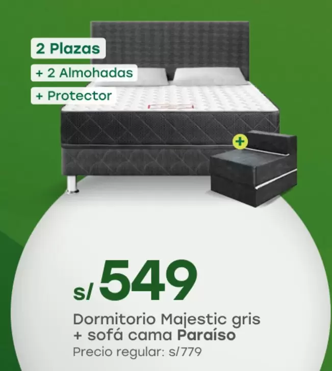 Dormitorio Majestic gris + sofá cama Paraíso
