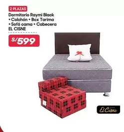 El Cisne - Dormitorio Raymi Black + Colchón + Box Tarima + Sofá cama + Cabecera