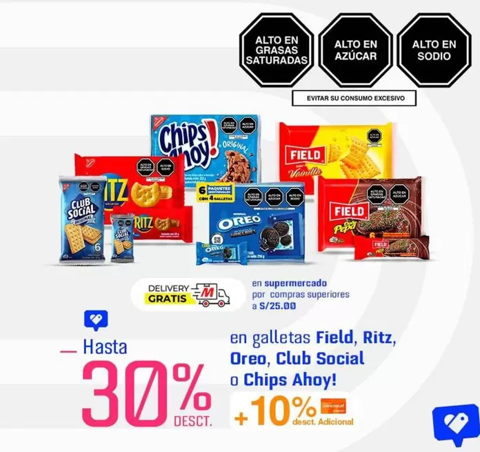 Club Social - galletas Field, Ritz, Oreo,  o Chips Ahoy!