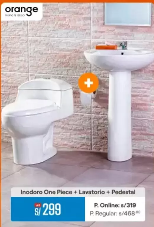 Orange - Inodoro One Piece + Lavatorio + Pedestal