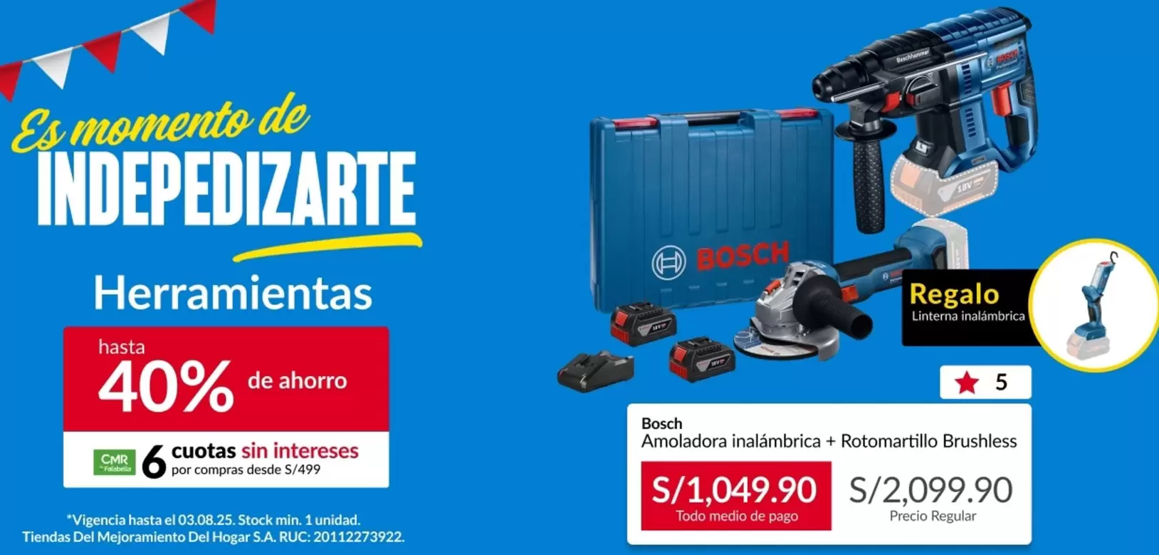 Bosch - Amoladora inalambrica + Rotomartillo Brushless