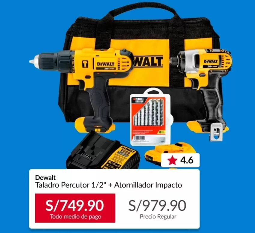 DeWalt - Taladro Percutor 1/2" + Atornillador Impacto