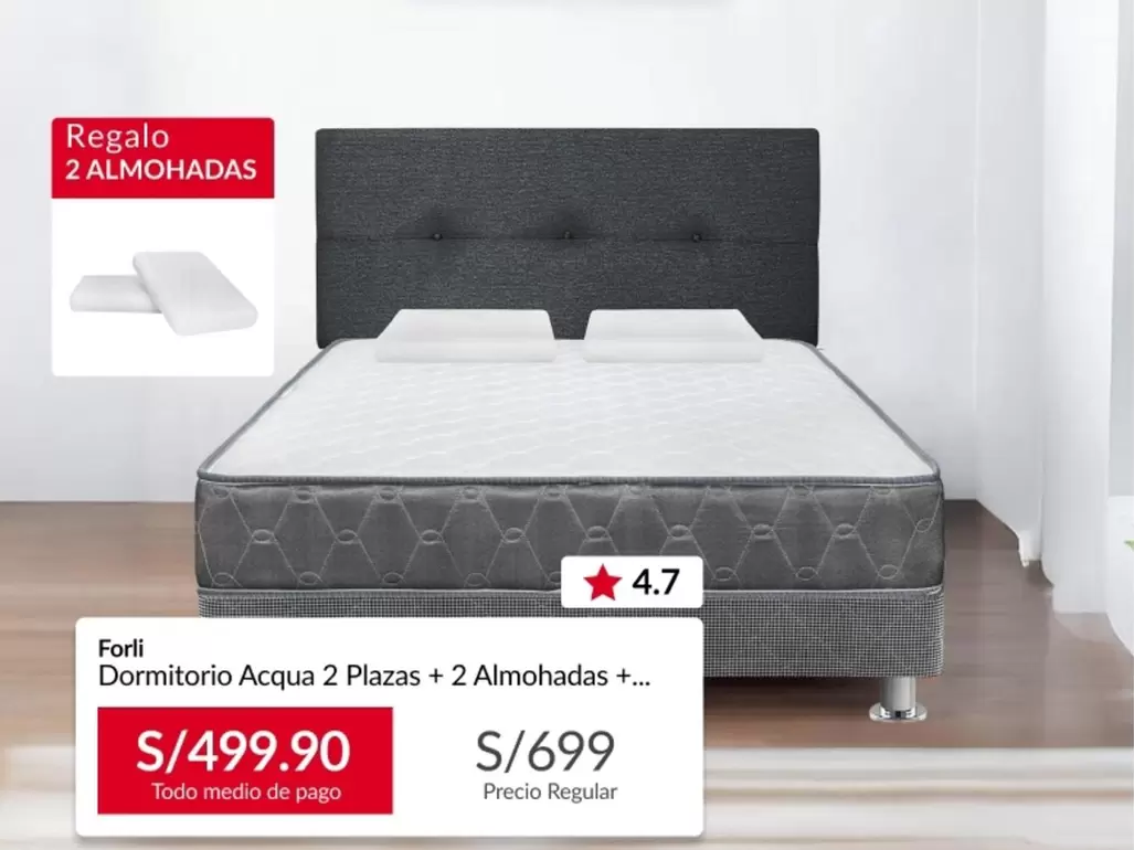 Forli - Dormitorio Acqua 2 Plazas + 2 Almohadas